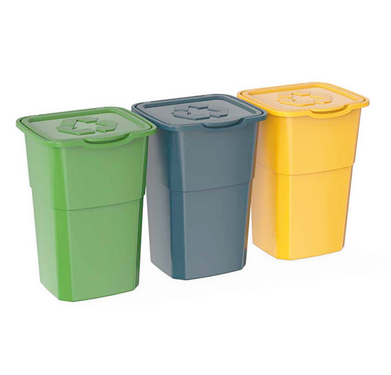 Odpadkové koše na triedenie odpadu Set Eco 3 x 50 l