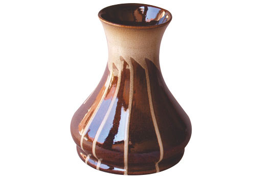 Kameninová váza malá, hnedá s polievaním