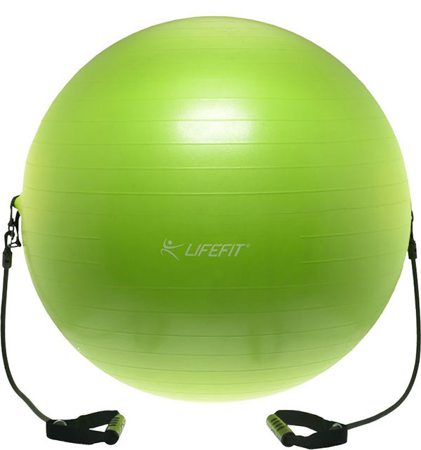 Lifefit gymnastická lopta s expanderom 55 cm, sv. zelená