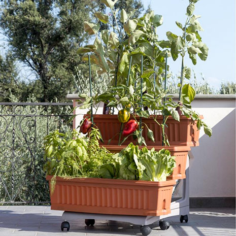 Záhradka na balkón pre bylinky a zeleninu ORTO 3 x 80 cm, 90 l, terakota