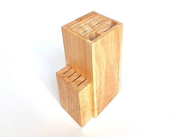 Drevený blok na kuchynské nože 7385 stojan na 9 nožov, kaučukové drevo 9 x 13 x 23 cm