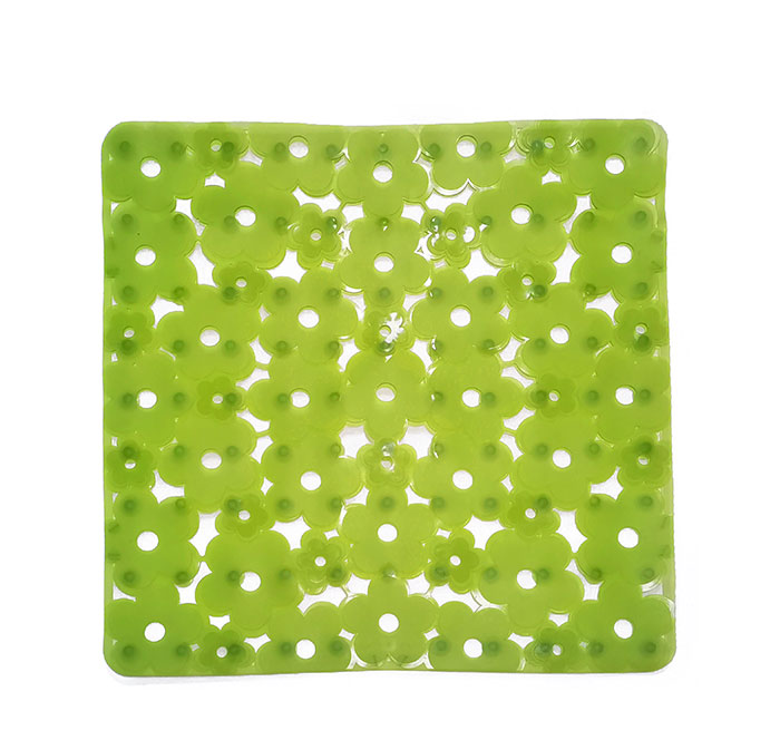 Protišmyková podložka do sprchy FLOWER 51 x 51 cm, zelená transparentná