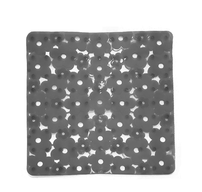 Protišmyková podložka do sprchy FLOWER 51 x 51 cm, čierna transparentná