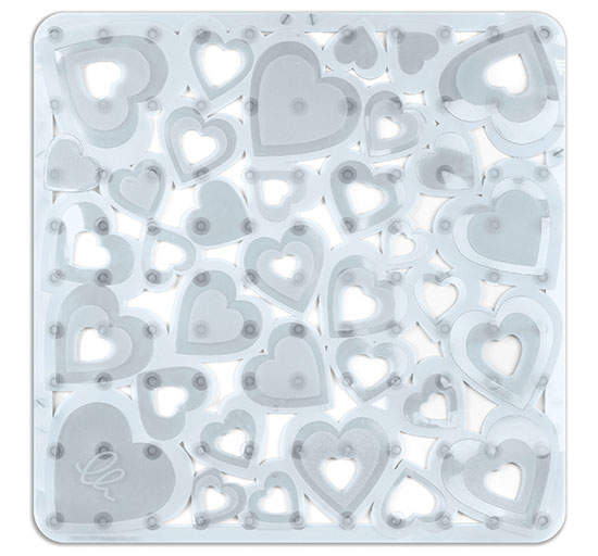Protišmyková podložka do sprchy Srdce 52 x 52 cm, transparentná