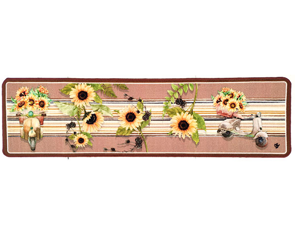 Koberec behúň do kuchyne Slnečnice 50 x 180 cm, hnedá
