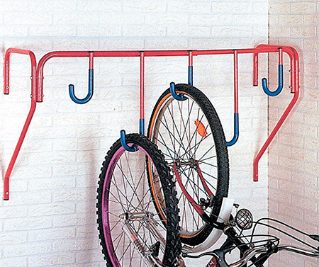 Vešiak na bicykle na stenu Hook XC-80006 na 5 bicyklov, červená