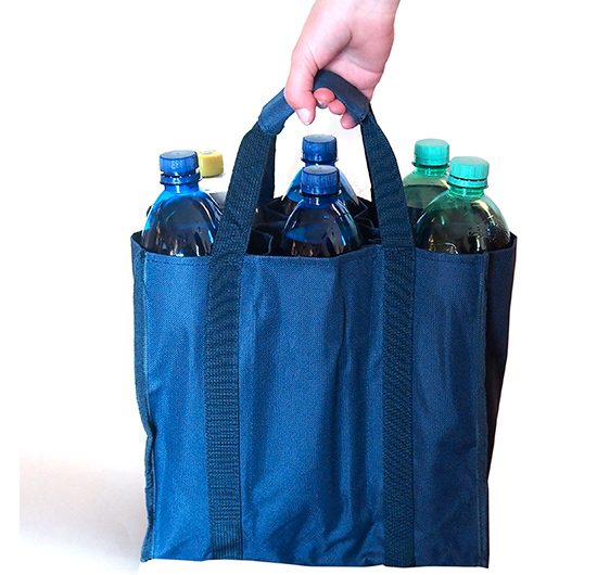 Taška na fľaše 0,7 - 2,5 l Bottle bag na 6 PET fliaš 26 x 16 x 30 cm, modrá