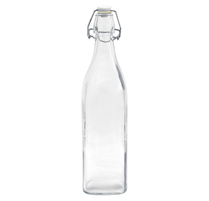 Sklenená hranatá fľaša s Clip uzáverom 1 l